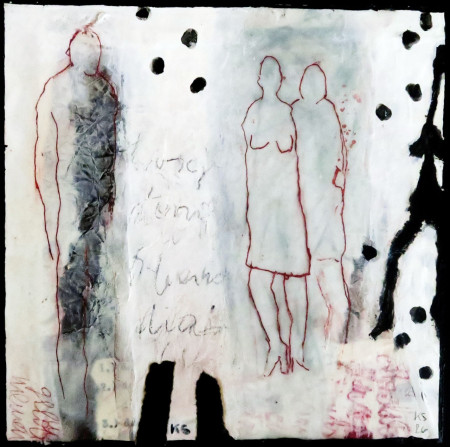 "SERIE GESCHICHTEN" Geschichte Nr.2 Mixed Media/Papier/Holz  20x20